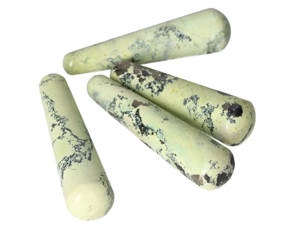 Four Serpentine wands promoting healing, meditation, and spiritual growth, ideal for activating the Heart Chakra and emotional balance.