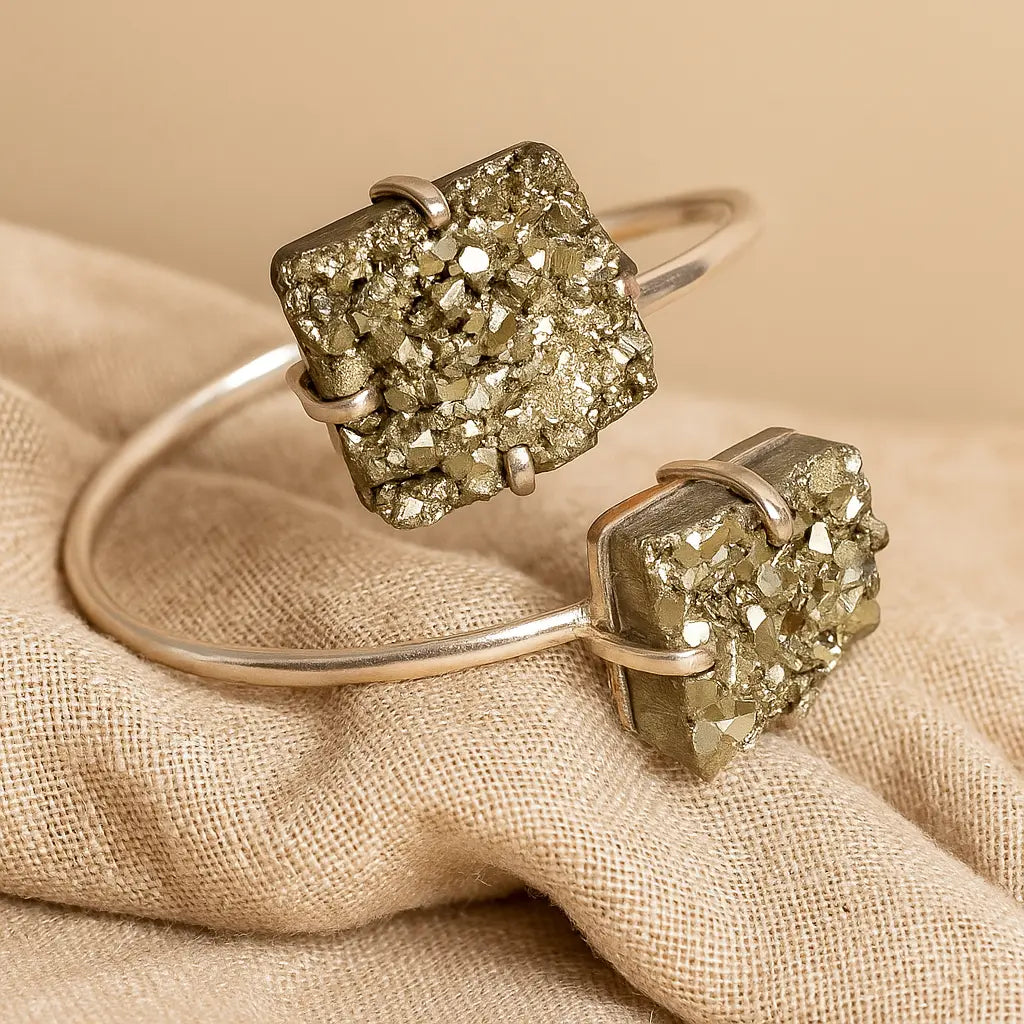 Silver Dual Bracelet with Pyrite – Confidence and Protective Energy Sylvia Crystals Sp. z o.o.