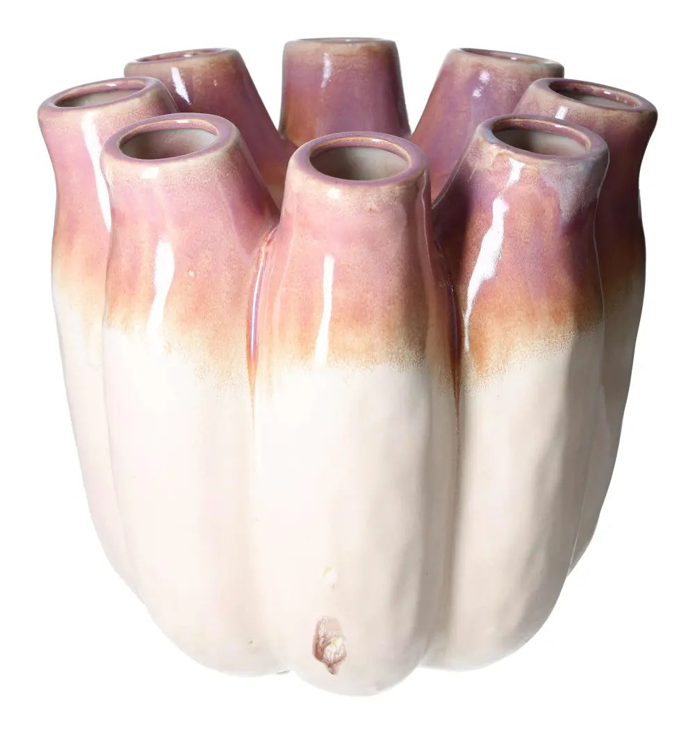 Elegant purple stoneware vase by Sylvia Crystals, 29x29x28 cm, blending conscious living with luxury, perfect for a spiritual home.