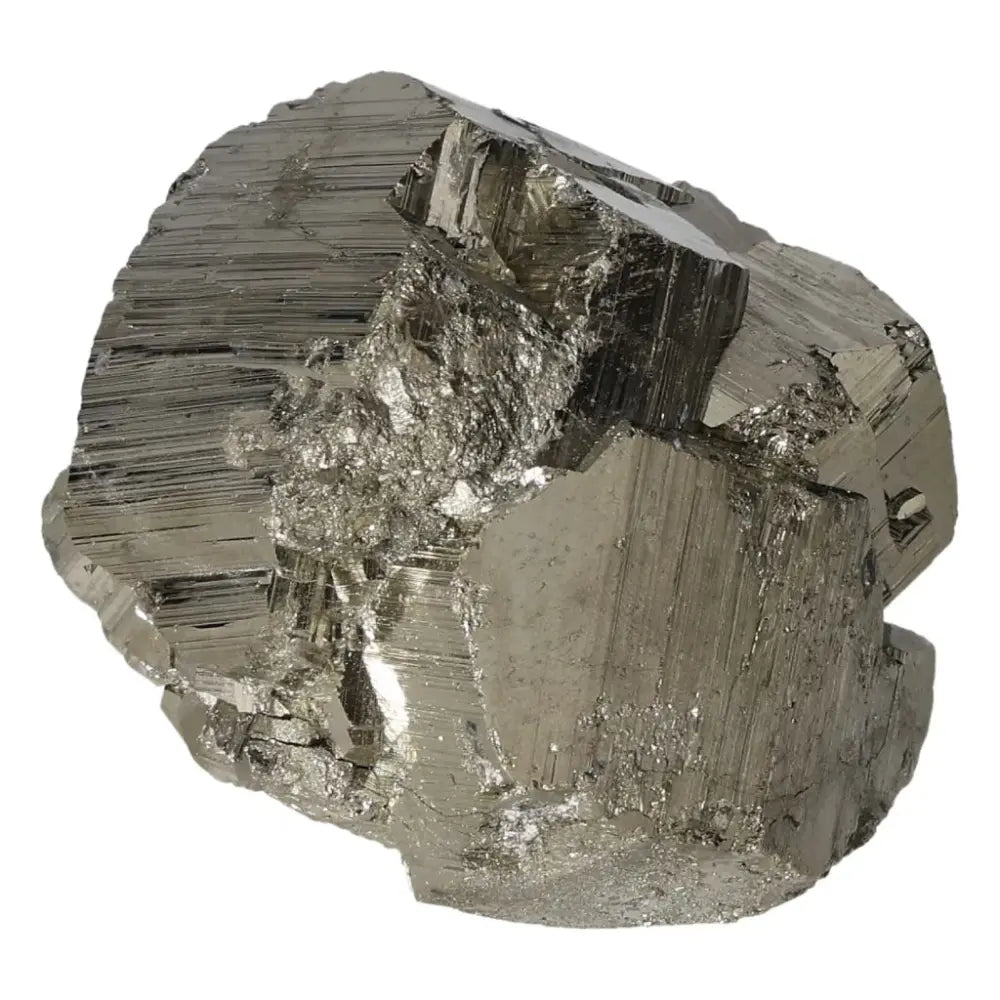 Superior quality pyrite cluster with geometric formations and metallic luster, showcasing its natural elegance and brilliance.