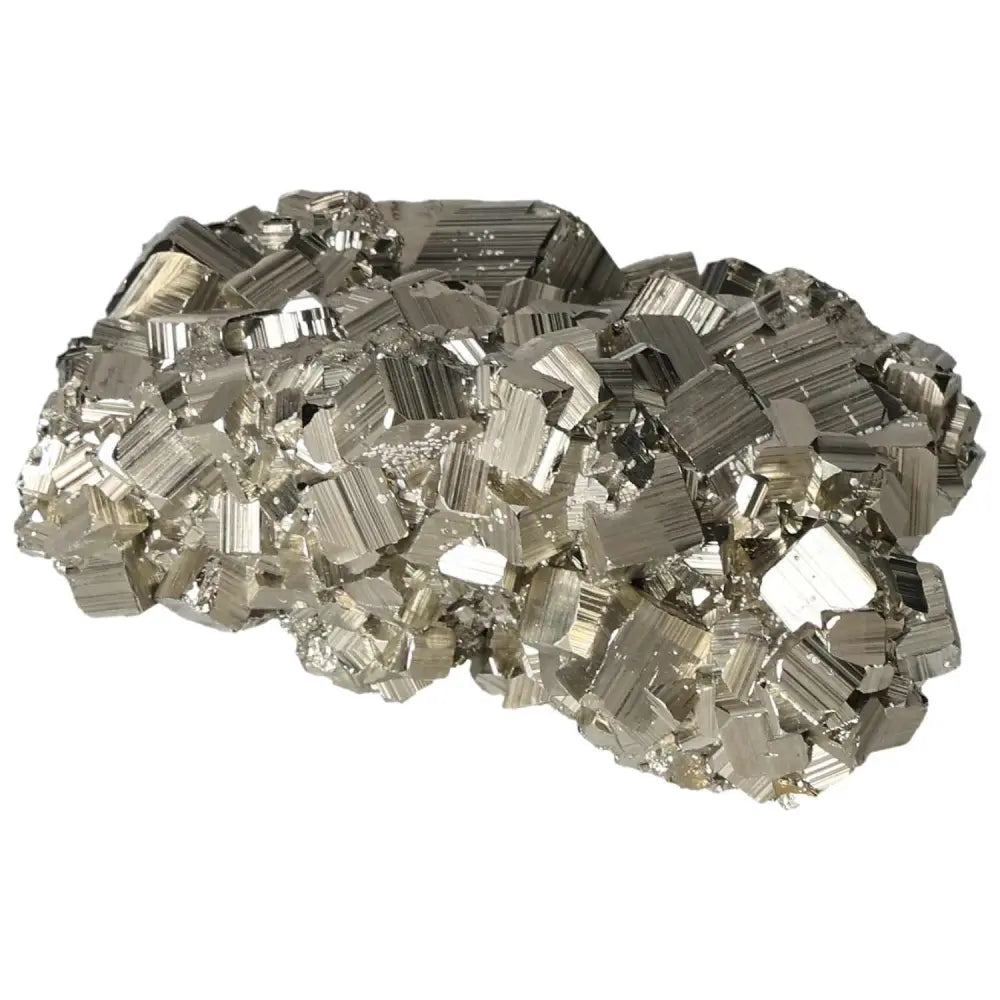 Superior quality pyrite cluster with geometric cubic formations and metallic luster, sourced from premium deposits.
