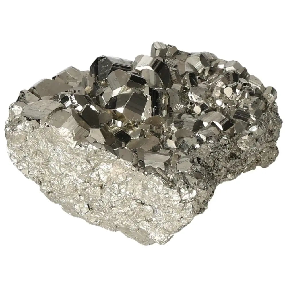 Superior quality pyrite cluster showcasing geometric formations and metallic luster.