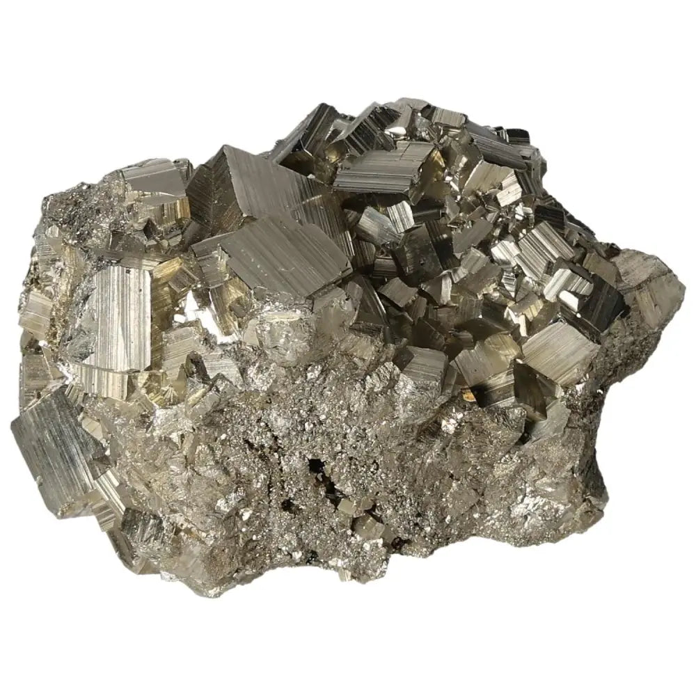 Superior quality pyrite cluster with natural cubic formations and metallic luster, ideal for collectors and natural decor enthusiasts.