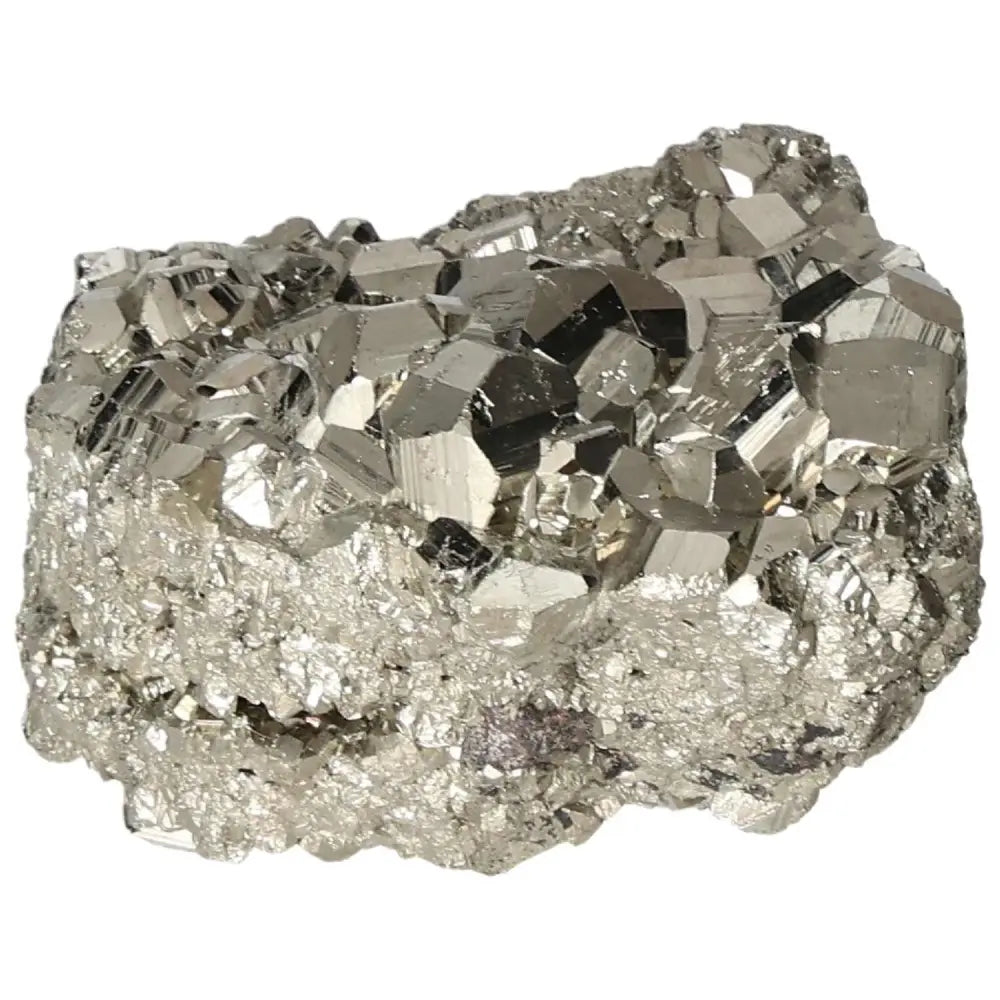Superior quality pyrite cluster with natural cubic formations and metallic luster, showcasing geometric elegance.