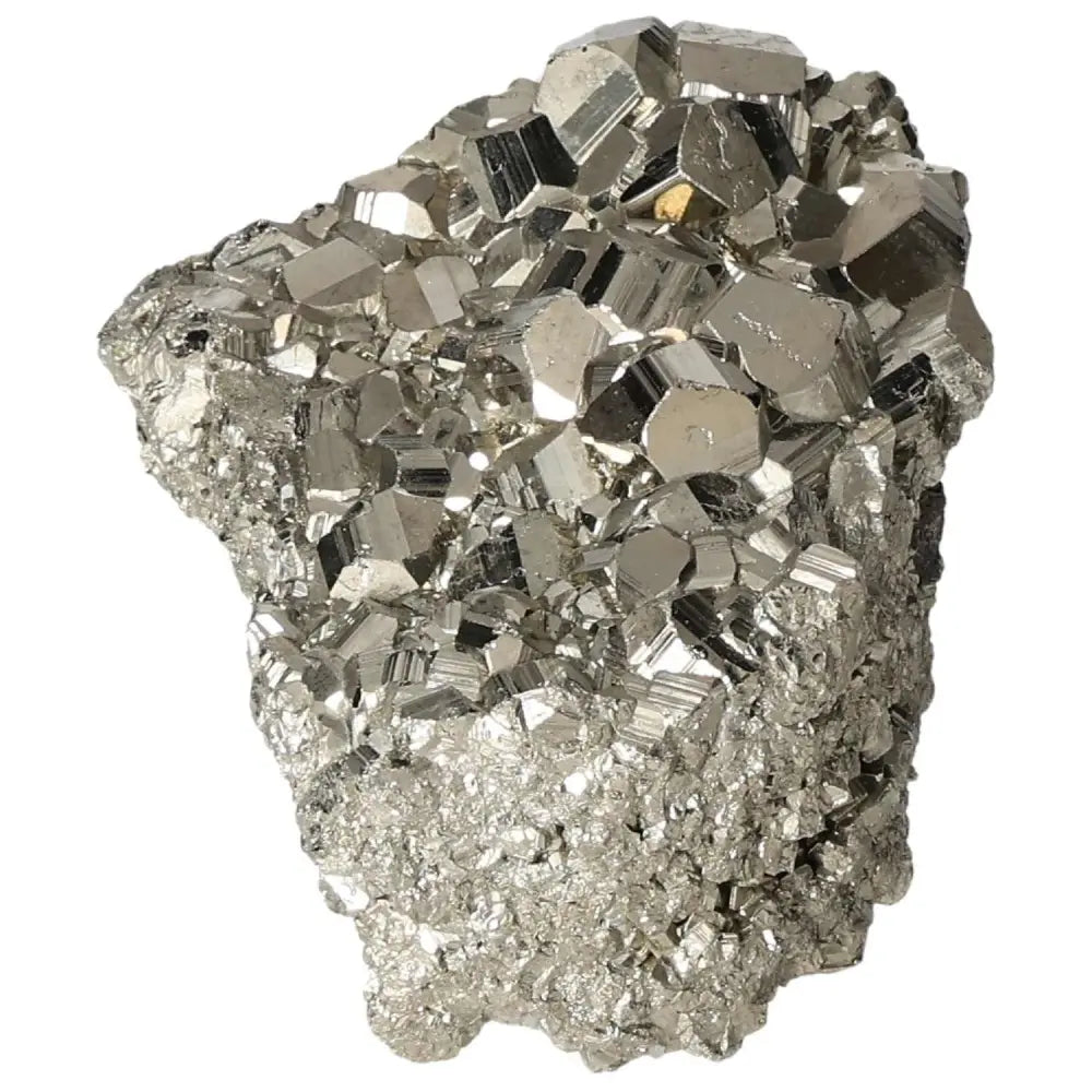 Superior Quality Pyrite Cluster with geometric formations and metallic luster