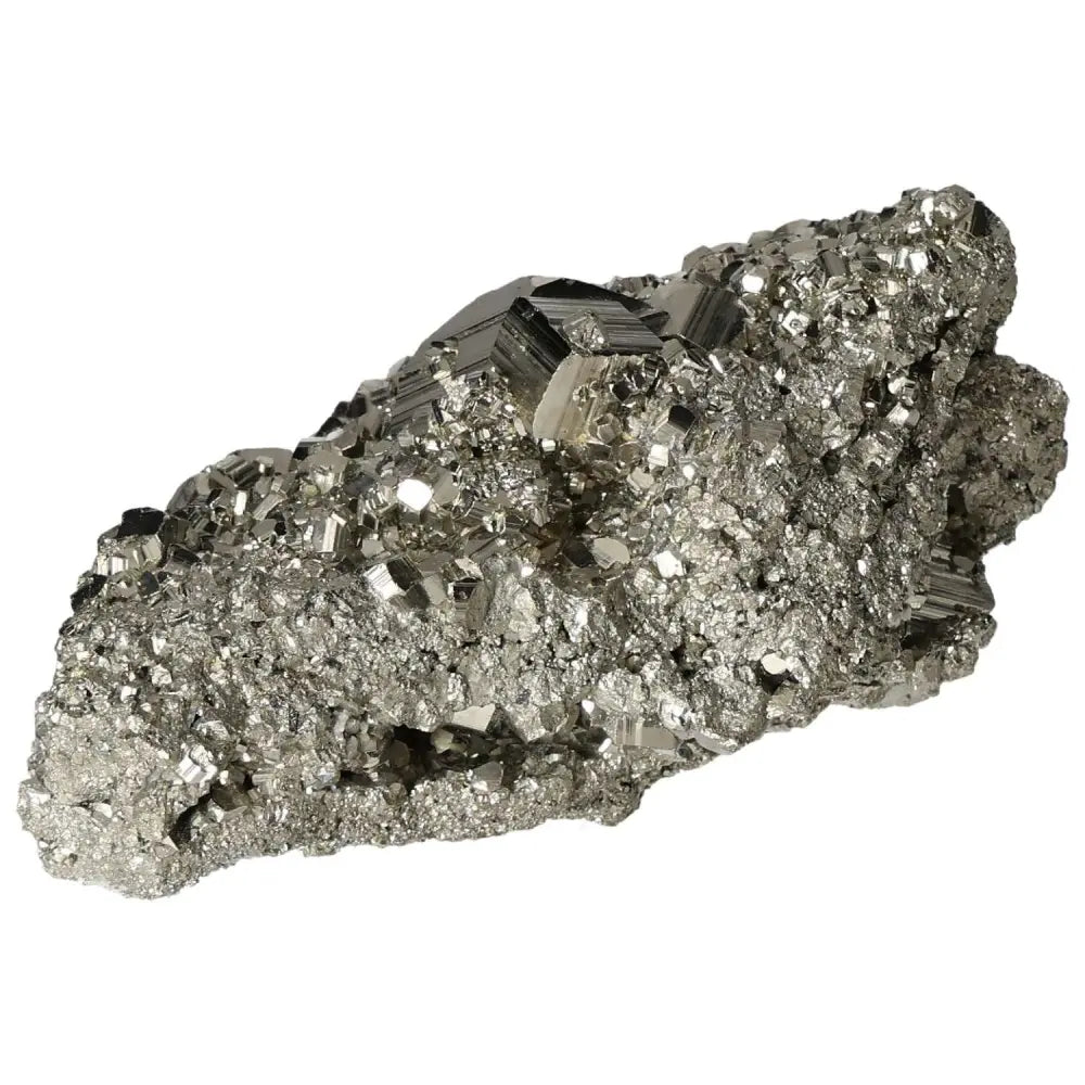 Superior quality pyrite cluster with natural cubic formations and metallic luster, showcasing geometric brilliance.