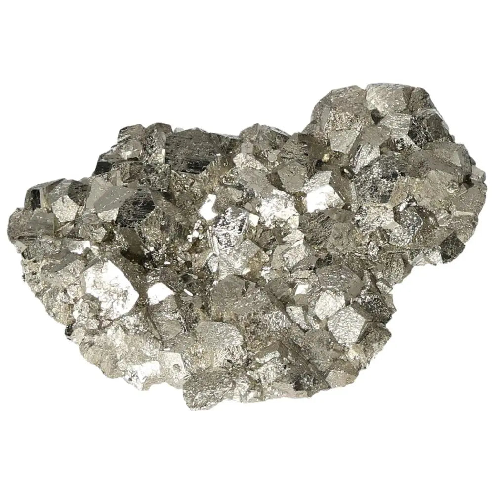 Superior quality pyrite cluster with geometric formations and metallic luster, showcasing natural elegance and brilliance.