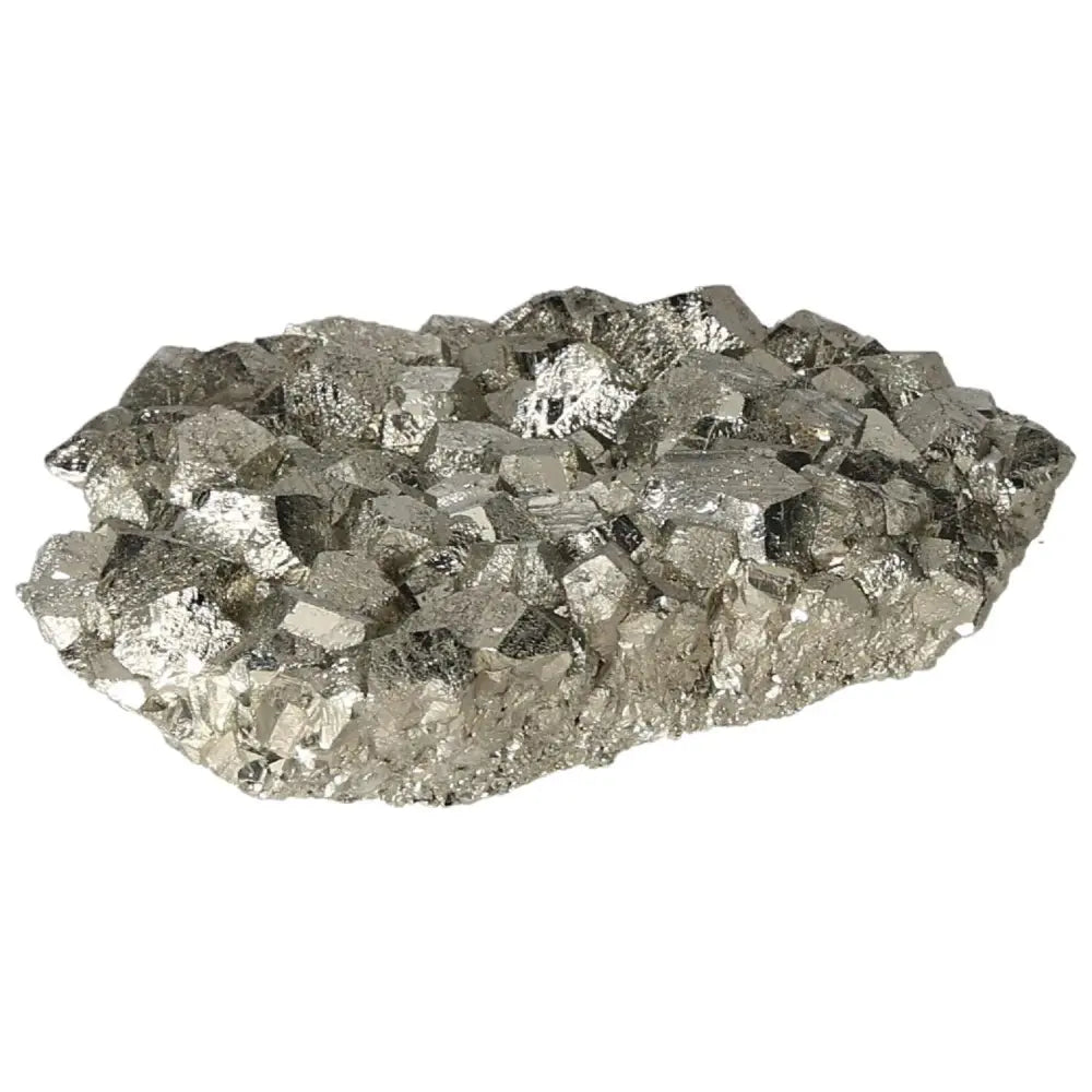 Superior quality pyrite cluster with geometric formations displaying metallic luster, perfect for collectors and mineral enthusiasts.