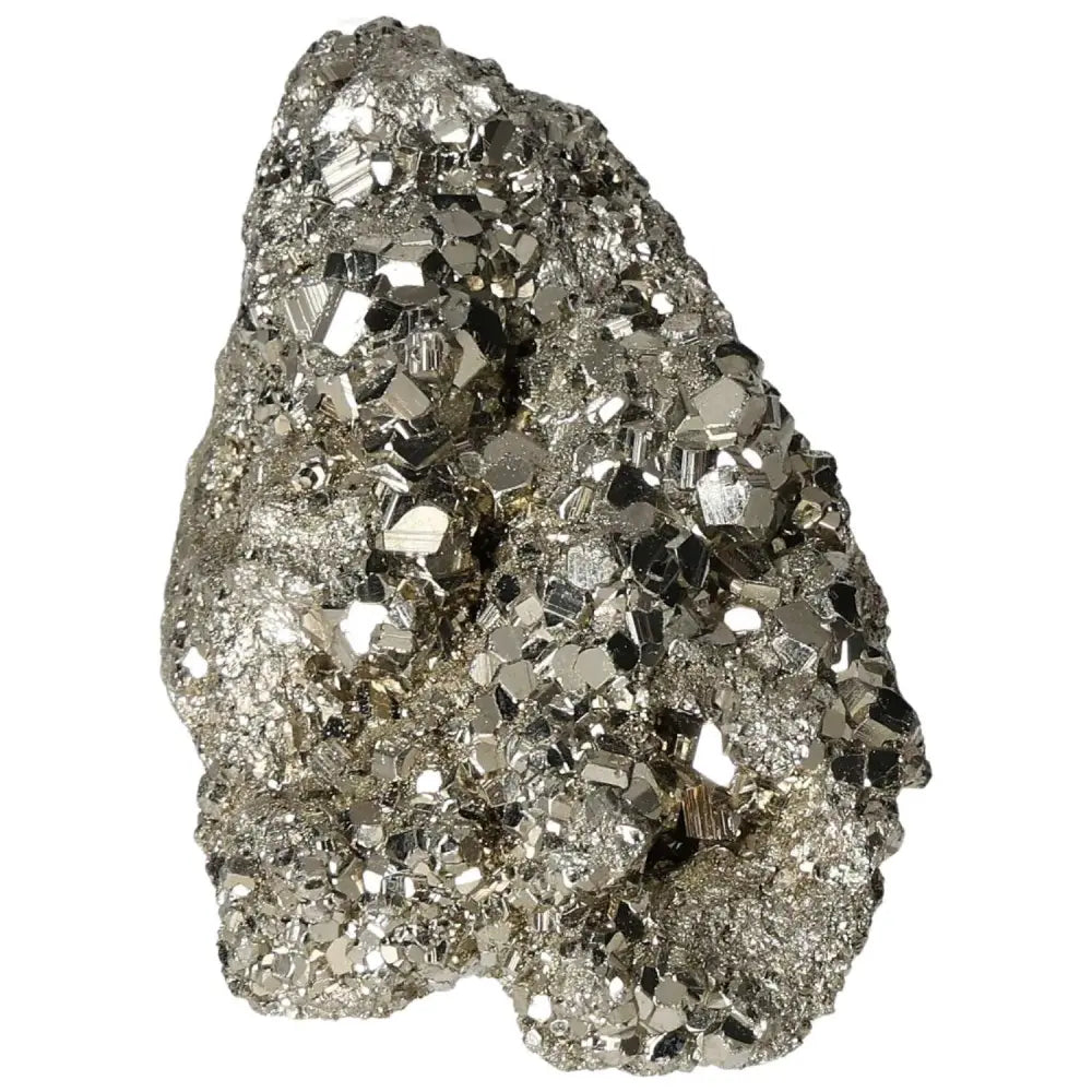 Superior quality pyrite cluster with natural cubic formations and metallic luster, showcasing geometric beauty.