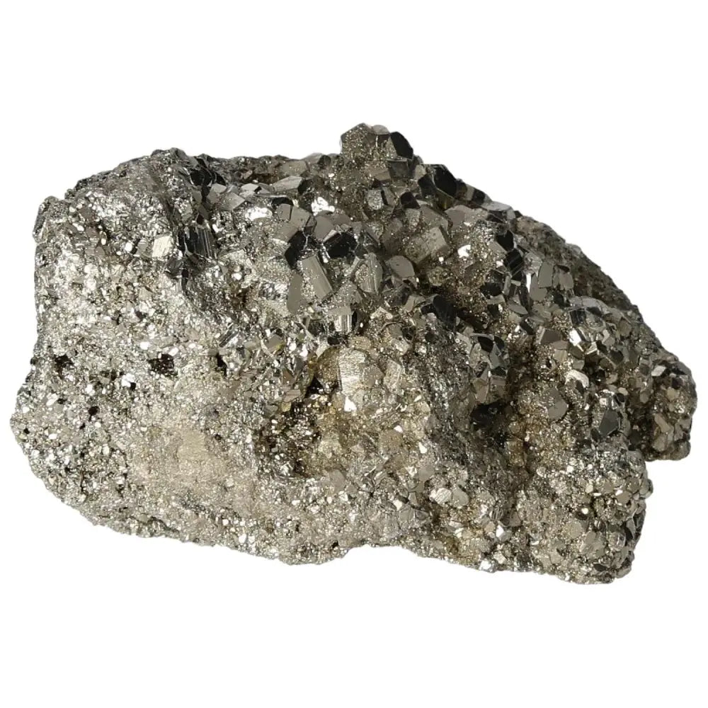 Superior quality pyrite cluster with geometric formations and metallic luster