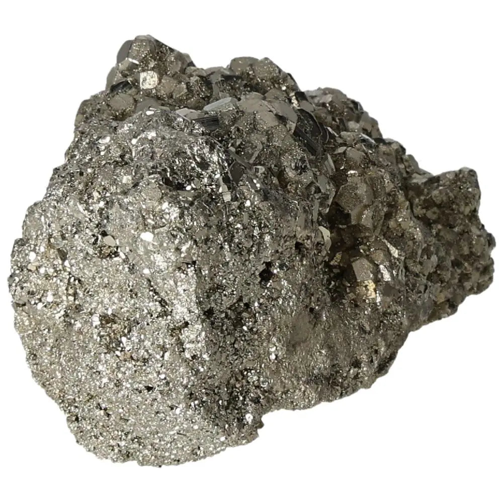 Superior quality pyrite cluster with natural geometric formations and metallic luster