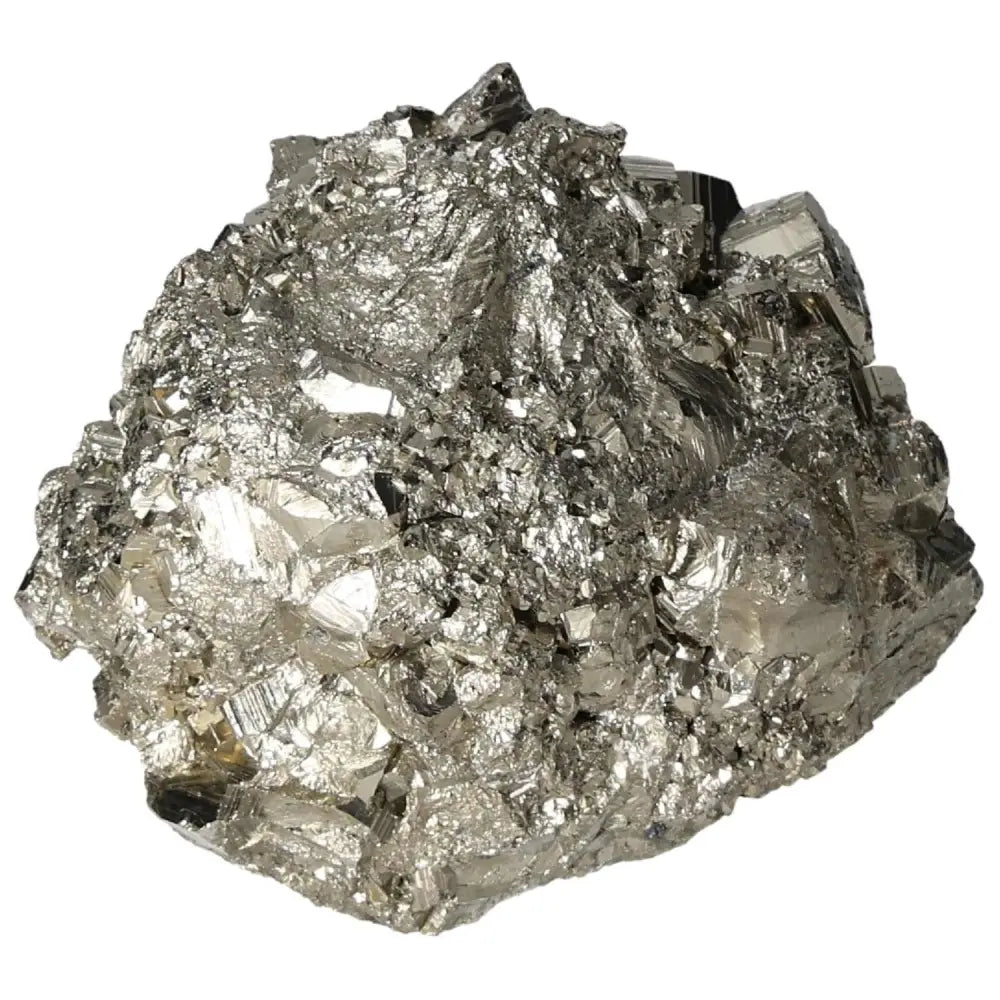 Superior Quality Pyrite Cluster with geometric formations and metallic luster
