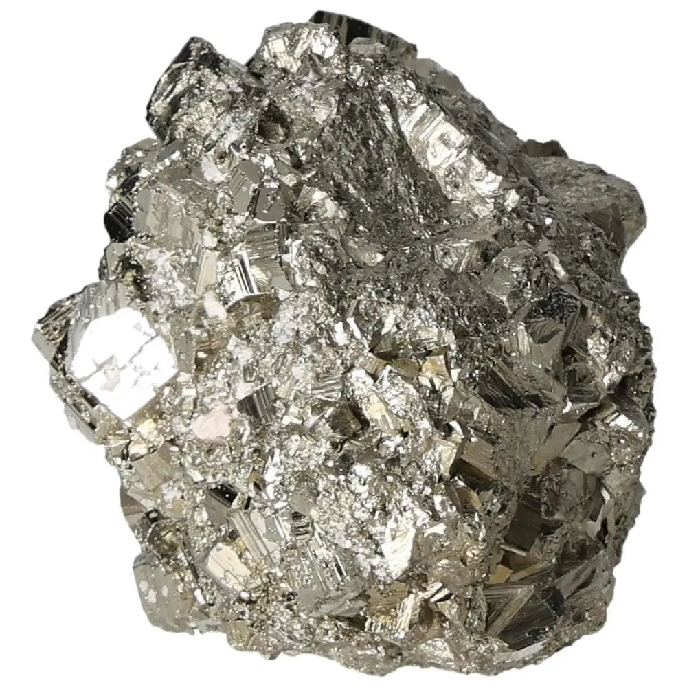 Superior Quality Pyrite Cluster with Geometric Formations and Metallic Luster