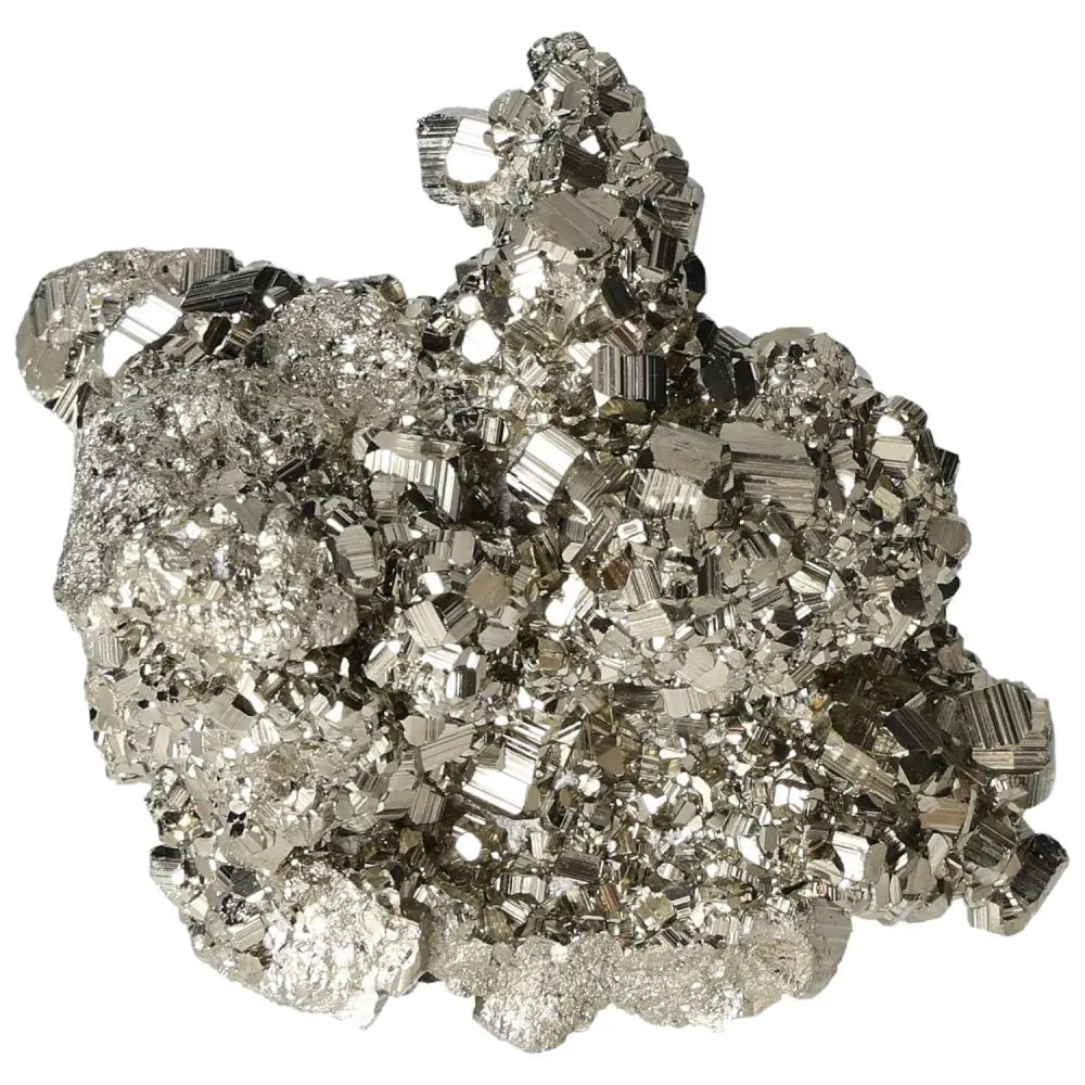 Superior Quality Pyrite Cluster with natural cubic formations, showcasing metallic luster and geometric brilliance.