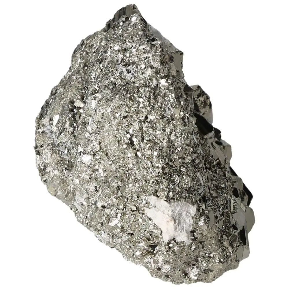 Superior quality pyrite cluster with geometric formations and metallic luster