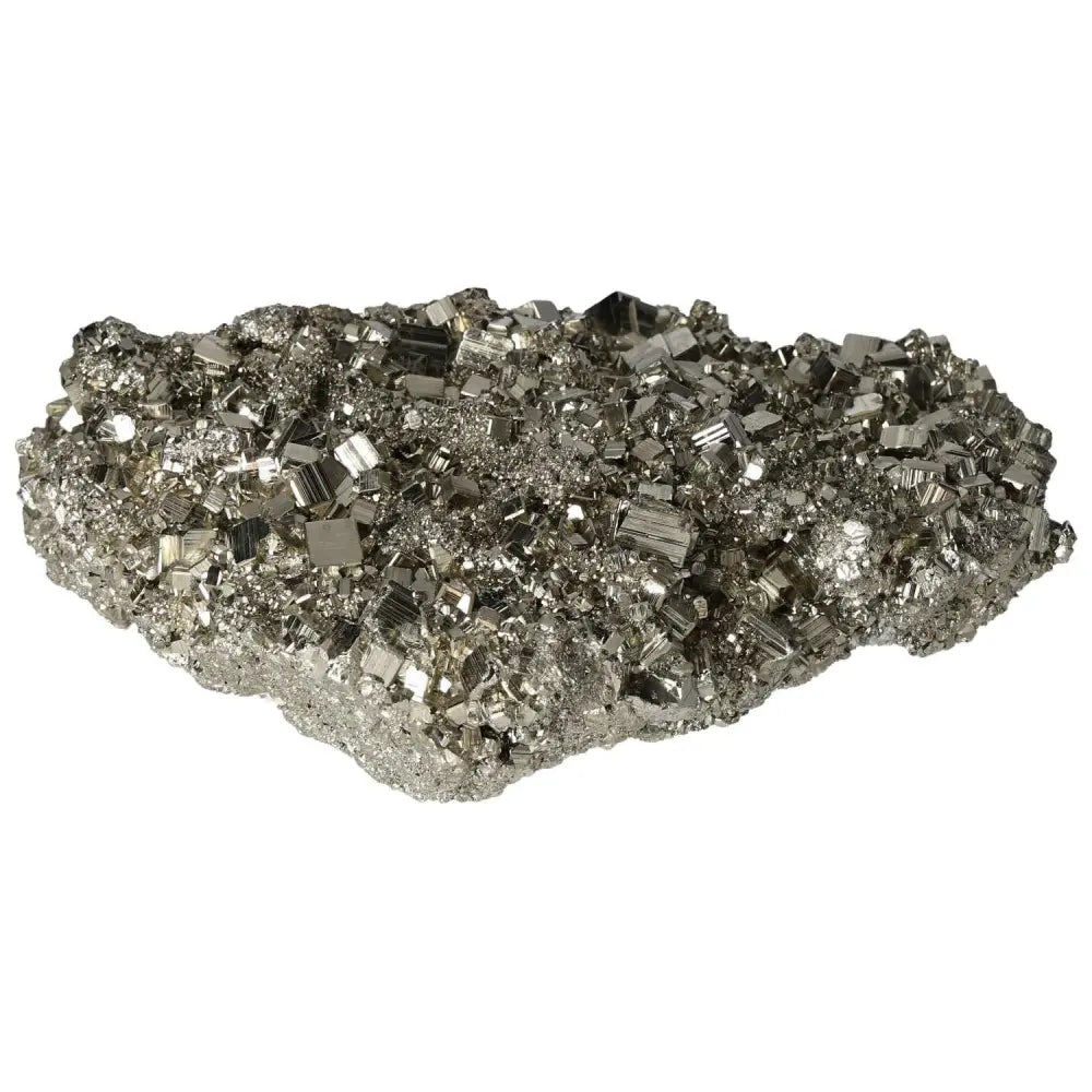 Superior quality pyrite cluster showcasing metallic luster and geometric formations, perfect for mineral collectors and enthusiasts.