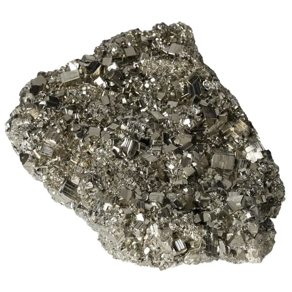 Superior Quality Pyrite Cluster showcasing geometric cubic formations and metallic luster, sourced from premium deposits.