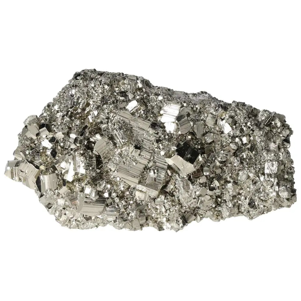 Superior quality pyrite cluster displaying geometric formations and metallic luster, sourced from premium deposits.