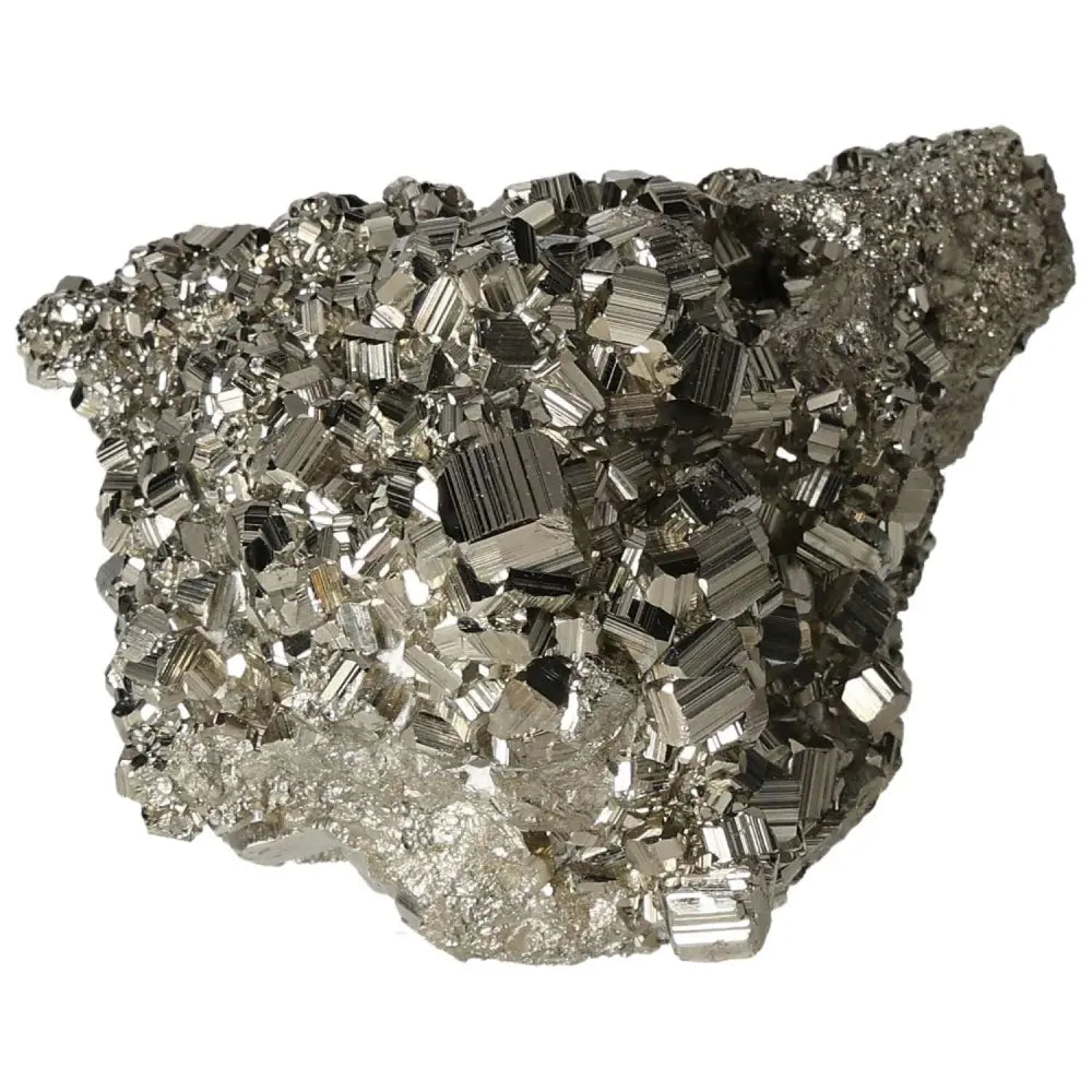 Superior quality pyrite cluster with geometric formations and metallic luster, sourced from premium deposits.