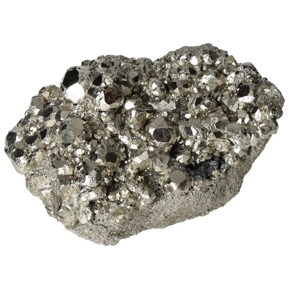 Superior quality pyrite cluster showcasing natural cubic formations and metallic luster, perfect for collectors and decor enthusiasts.