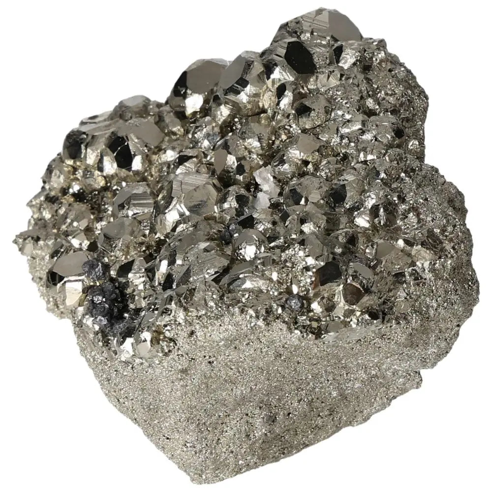Superior quality pyrite cluster with geometric formations and metallic luster showcasing natural brilliance and sculptural detail.
