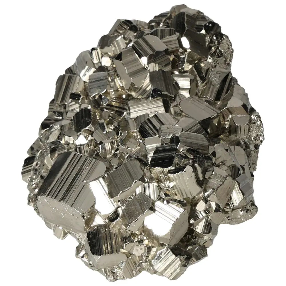 Superior quality pyrite cluster with natural geometric formations showcasing metallic luster, sourced from premium deposits.
