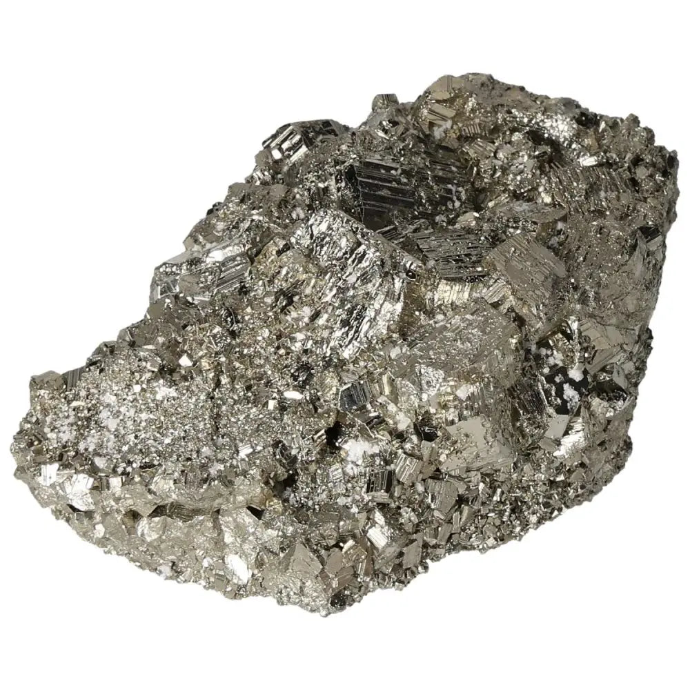 Superior quality pyrite cluster featuring natural cubic formations and metallic luster, showcasing geometric brilliance in mineral form.