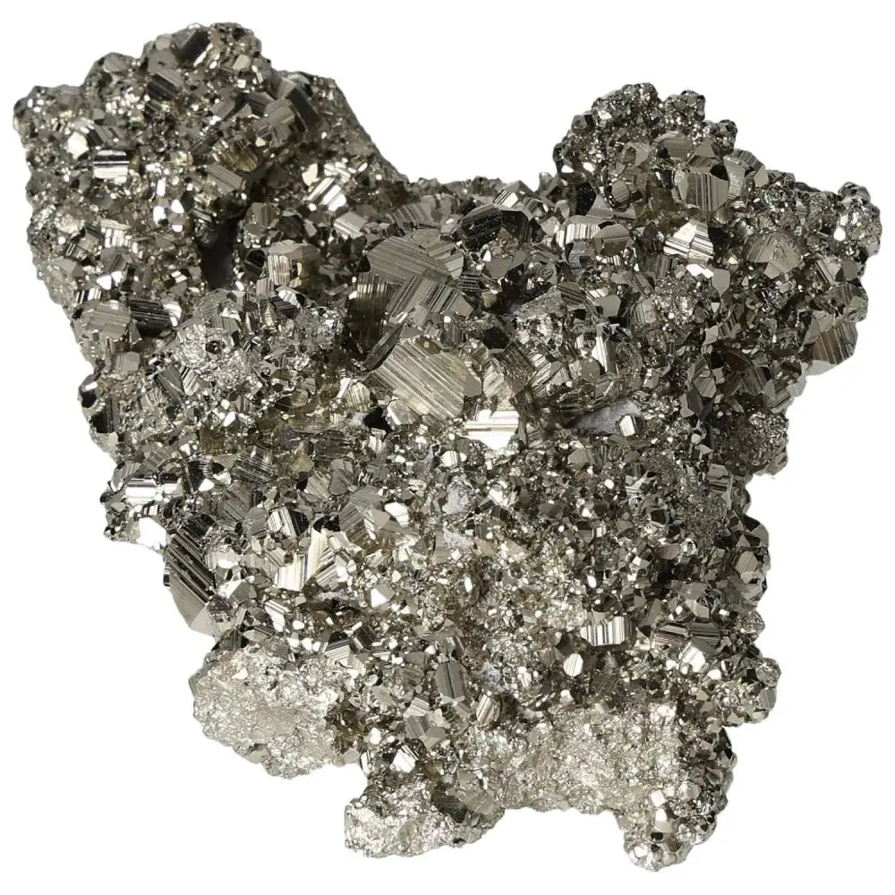 Superior quality pyrite cluster showcasing geometric formations and metallic luster, ideal for collectors and enthusiasts.