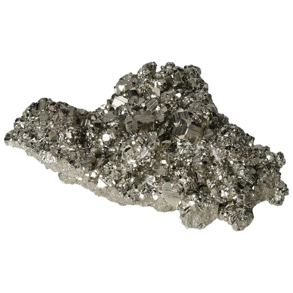 Superior quality pyrite cluster featuring natural cubic formations with metallic luster, showcasing geometric brilliance.