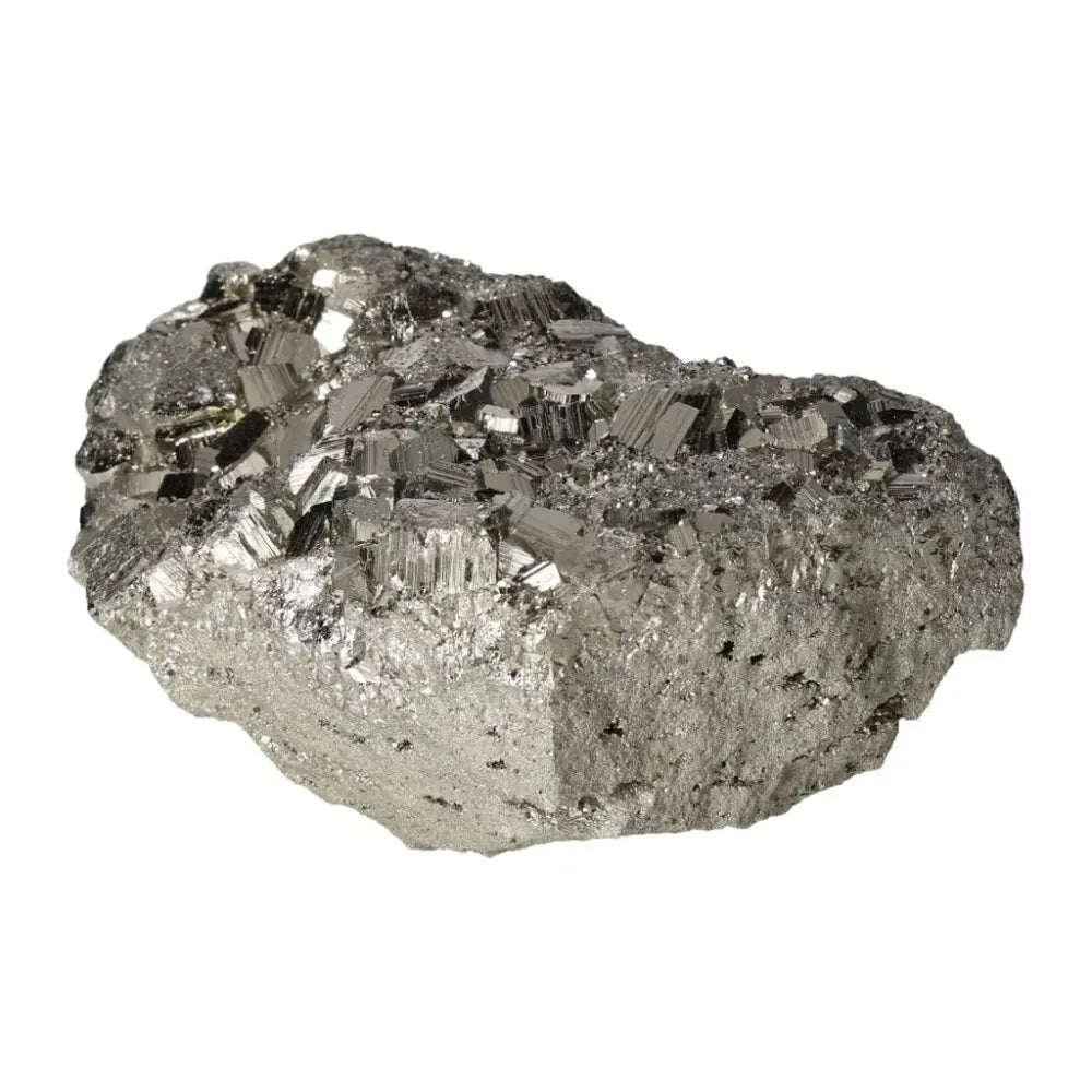 Superior quality pyrite cluster with metallic luster and cubic formations, showcasing natural geometric brilliance.