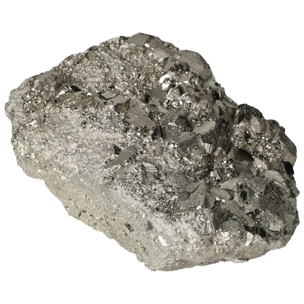 Superior quality pyrite cluster with geometric formations and metallic luster, showcasing natural elegance and intricate sculptural detail.