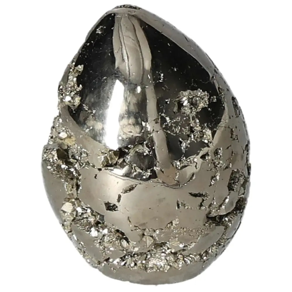 Superior Quality Pyrite Egg with geometric brilliance and metallic luster, showcasing intricate natural cubic formations.