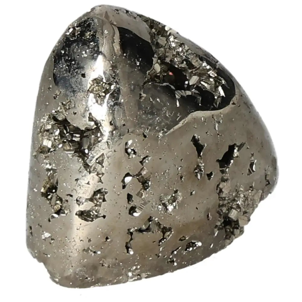 Close-up of superior quality pyrite cluster with geometric formations and metallic luster, showcasing natural beauty.