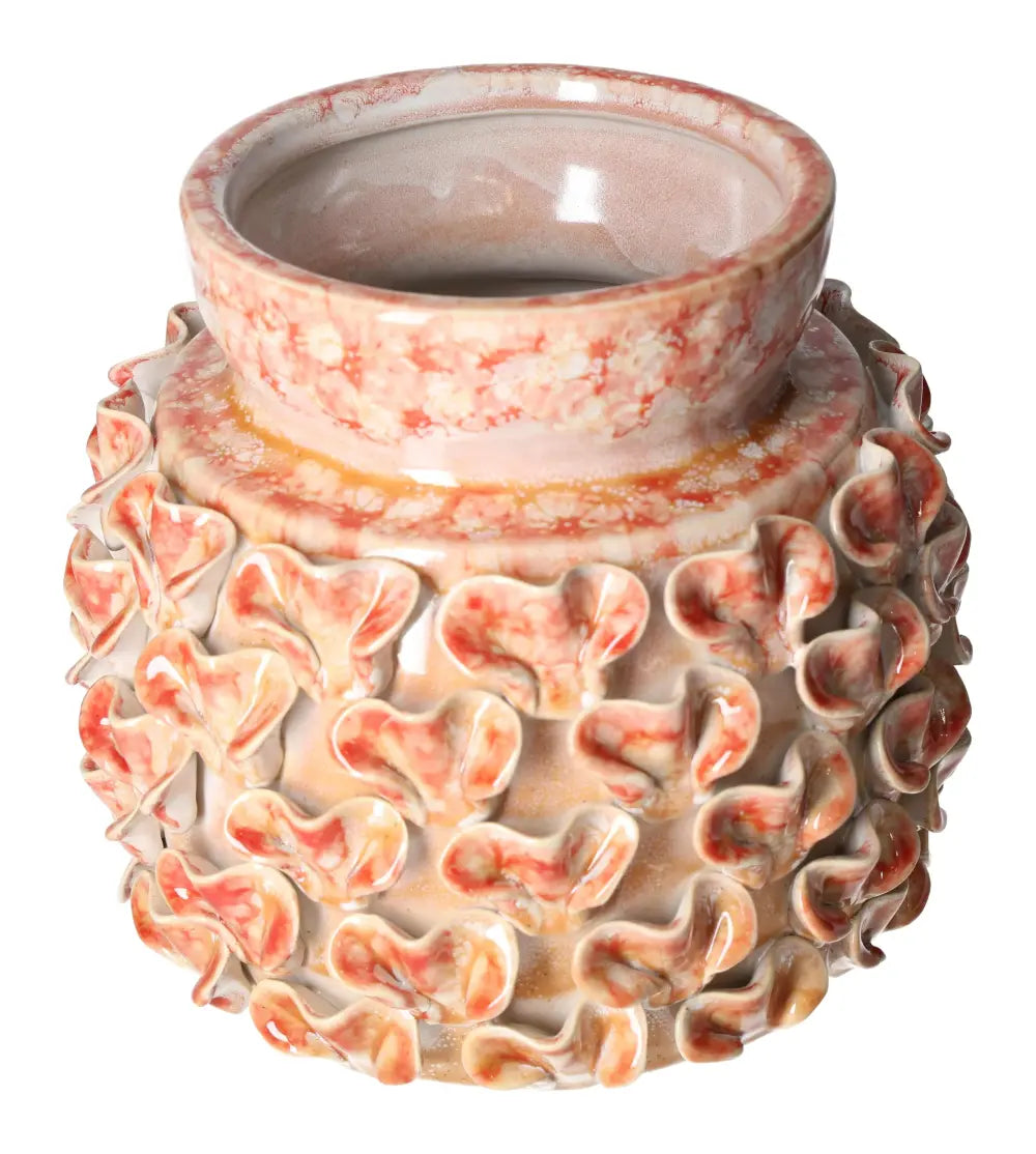 Terra Cotta Style Vase 22x22x20.5 cm, handcrafted with elegance and earthy flair, featuring intricate textured design.