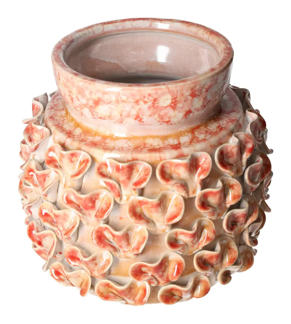 Elegant Sylvia Crystals Terra Cotta Style Vase with textured 22x22x20.5 cm design, showcasing handpicked luxury and earthy charm.