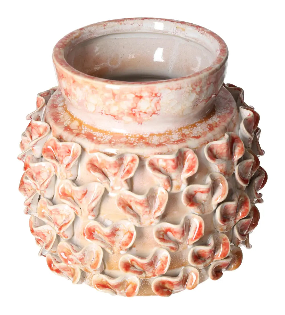 Elegant Sylvia Crystals Terra Cotta Style Vase with intricate design, dimensions 22x22x20.5 cm, blending luxury and earthy charm.