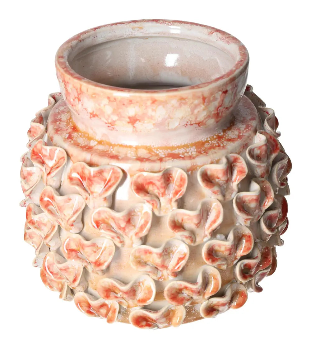 Elegant Terra Cotta Style Vase 22x22x20.5 cm with unique textured design showcasing earthy charm and luxury from Sylvia Crystals.