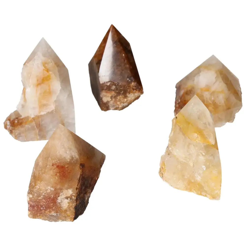 Top Polished Hematoide L crystals showcasing vibrant red and orange hues from Sylvia Crystals, symbolizing elegance and artistry.