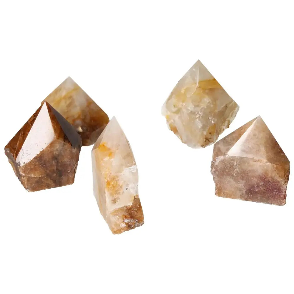 Top Polished Hematoide L crystals with captivating red and orange hues, showcasing natural beauty and craftsmanship from Sylvia Crystals.