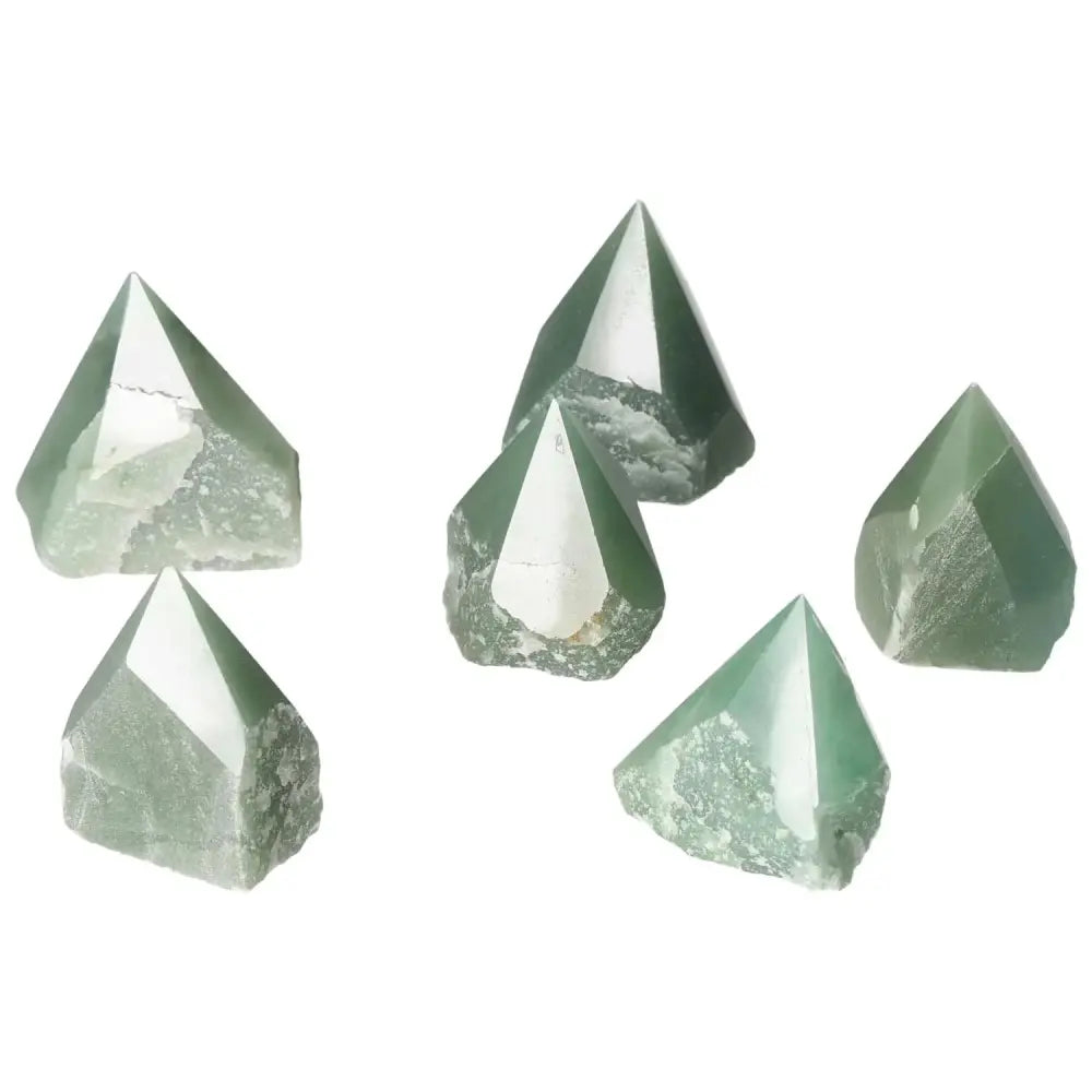 Collection of Top Polished Point Green Quartz XS by Sylvia Crystals, showcasing elegance and spiritual qualities.