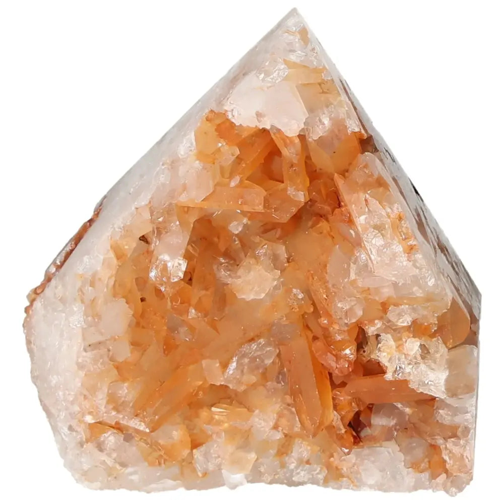 Top Polished Point Quartz Tangerine crystal, embodying luxury and serenity, from Sylvia Crystals collection.