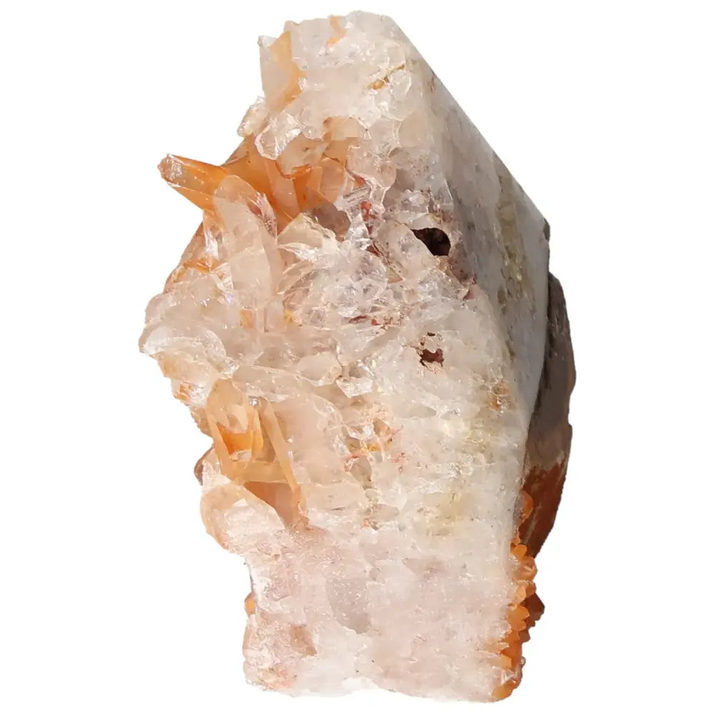 Top Polished Point Quartz Tangerine from Sylvia Crystals, featuring a radiant tangerine hue for elegant, purposeful living.