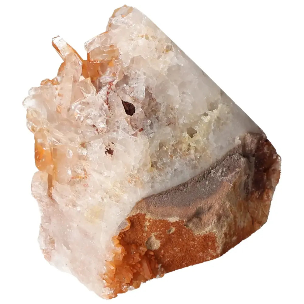 Exquisite Top Polished Point Quartz Tangerine crystal from Sylvia Crystals collection, featuring a radiant tangerine hue.