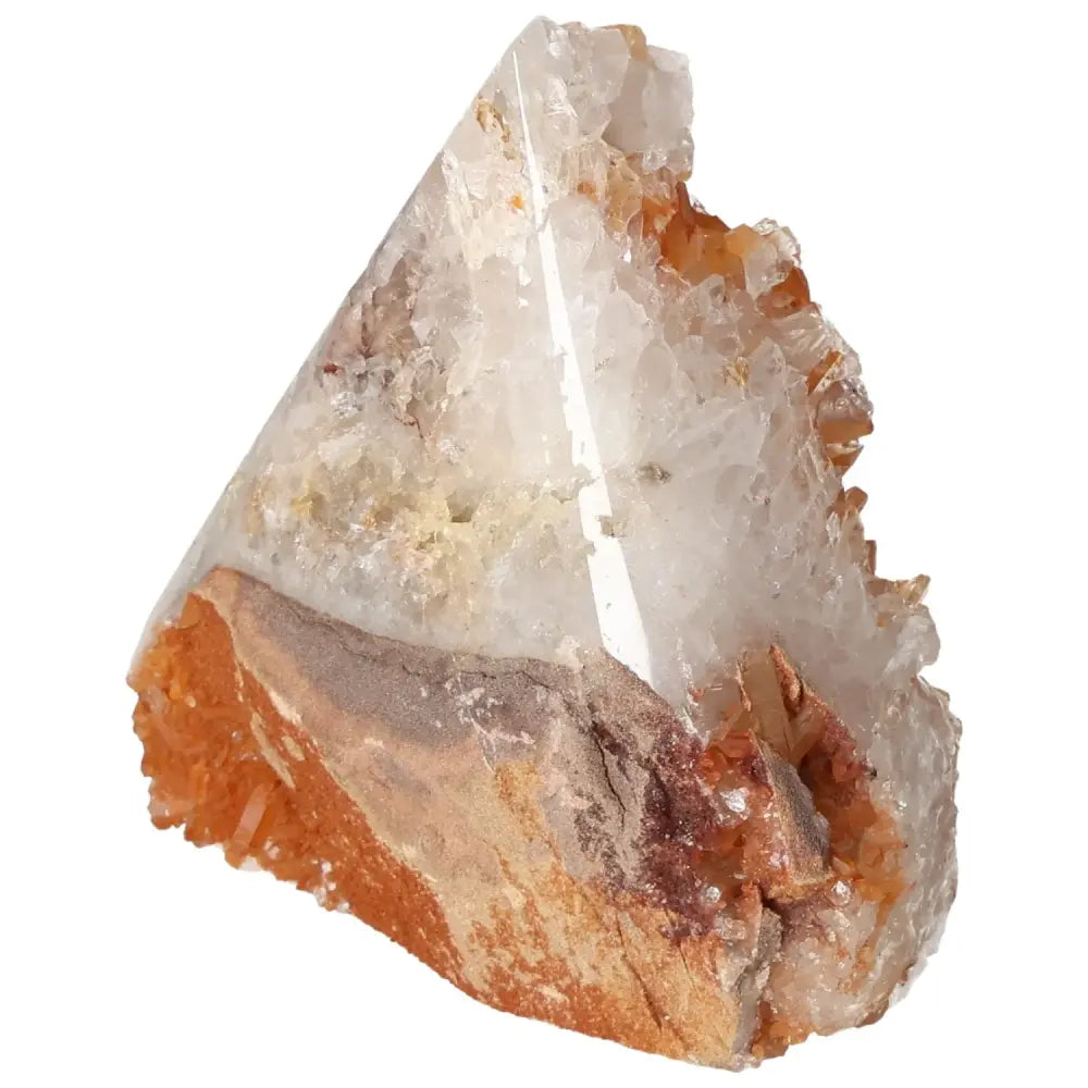 Top Polished Point Quartz Tangerine crystal with radiant tangerine hue reflecting luxury and serenity from Sylvia Crystals collection.