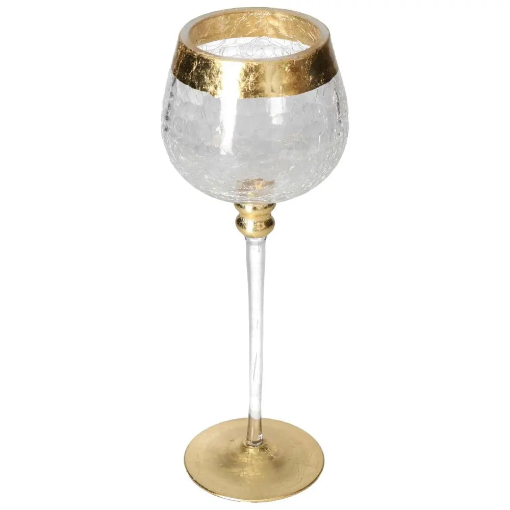 Translucent Goblet with Decorative Elements M, premium glassware by Sylvia Crystals, featuring elegant gold accents and exquisite craftsmanship.