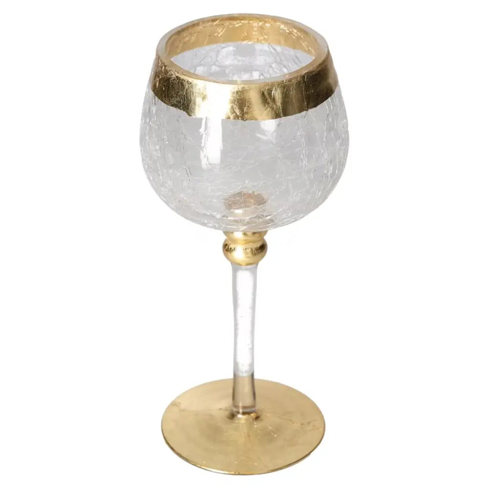 Translucent goblet with decorative gold accents, showcasing luxury and elegance, from Sylvia Crystals collection.