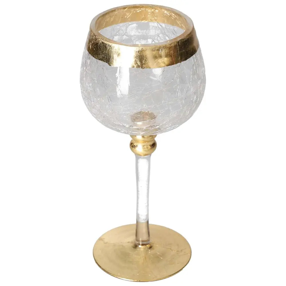 Translucent goblet with gold decorative elements from Sylvia Crystals, showcasing luxury and contemporary design.