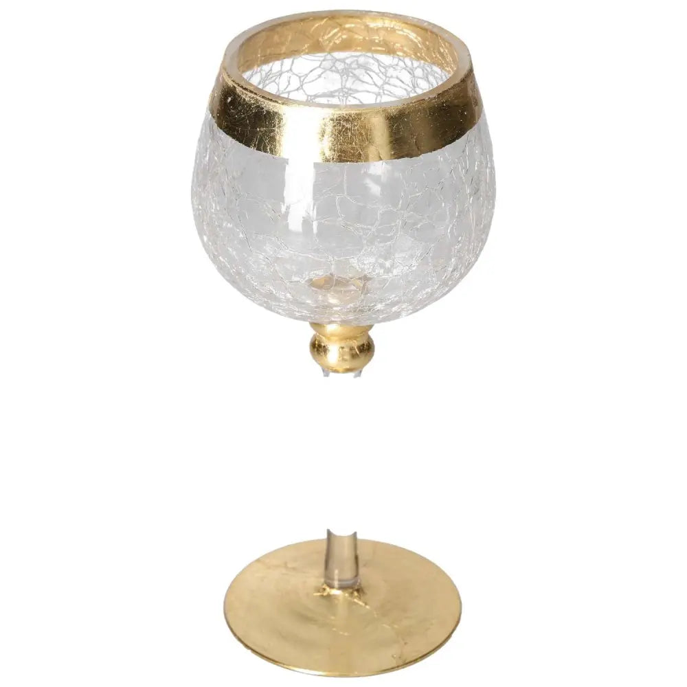 Translucent goblet with gold decorative elements, luxury design by Sylvia Crystals.