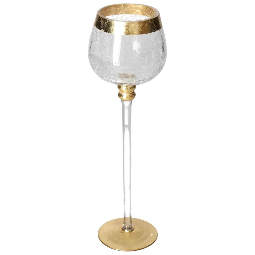 Elegant translucent goblet with decorative gold elements, a luxury piece from Sylvia Crystals.