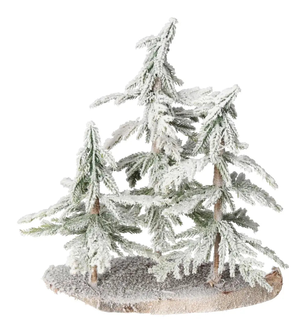 Decorative snow-covered tree on a wood slice by Sylvia Crystals, blending elegance and spirituality in a 34 cm premium decor piece.
